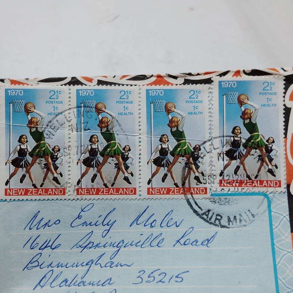 1972 New Zealand Aerogramme Health Stamps Whangarei Cover Letter to Alabama